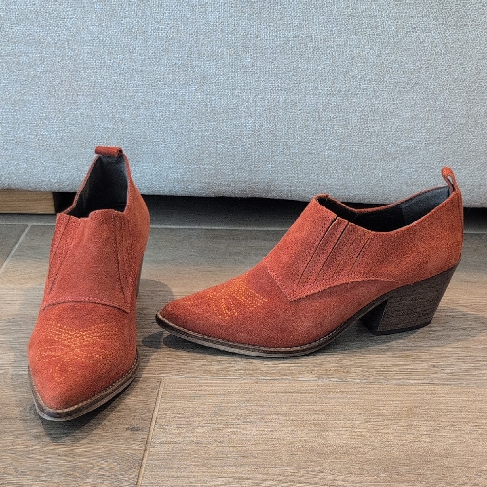 Sixtyseven Burnt Orange Suede Ankle Booties